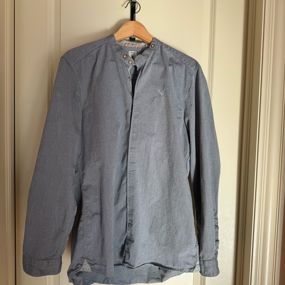 Pure H.Tico Dress Long Sleeve Button Down Slim Fit XL 43/33 No Collar Collarless